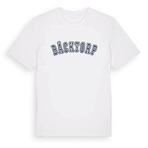 Bäcktorp college t-shirt – ekologisk bomull t-shirt från Pinshirt