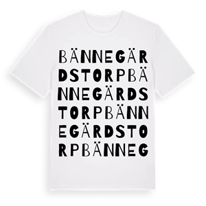 Bännegärdstorp ordlek t-shirt – ekologisk bomull t-shirt från Pinshirt