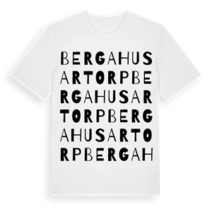 Berga husartorp ordlek t-shirt – ekologisk bomull t-shirt från Pinshirt