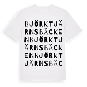 Björktjärnsbäcken ordlek t-shirt – ekologisk bomull t-shirt från Pinshirt
