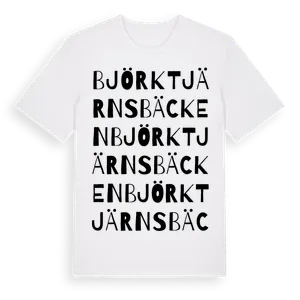 Björktjärnsbäcken ordlek t-shirt – ekologisk bomull t-shirt från Pinshirt