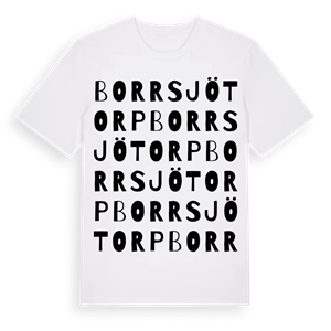 Borrsjötorp ordlek t-shirt – ekologisk bomull t-shirt från Pinshirt