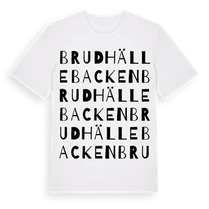 Brudhällebacken ordlek t-shirt – ekologisk bomull t-shirt från Pinshirt