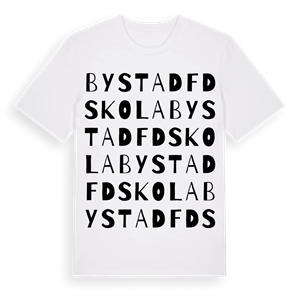 Bystad fd skola ordlek t-shirt – ekologisk bomull t-shirt från Pinshirt