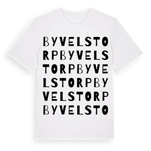 Byvelstorp ordlek t-shirt – ekologisk bomull t-shirt från Pinshirt