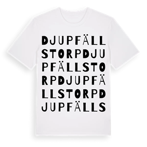 Djupfällstorp ordlek t-shirt – ekologisk bomull t-shirt från Pinshirt