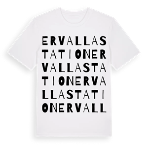 Ervalla station ordlek t-shirt – ekologisk bomull t-shirt från Pinshirt