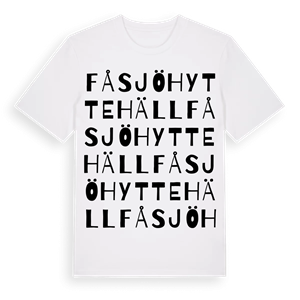 Fåsjöhyttehäll ordlek t-shirt – ekologisk bomull t-shirt från Pinshirt