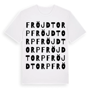 Fröjdtorp ordlek t-shirt – ekologisk bomull t-shirt från Pinshirt