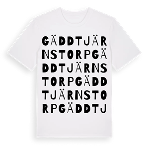 Gäddtjärnstorp ordlek t-shirt – ekologisk bomull t-shirt från Pinshirt