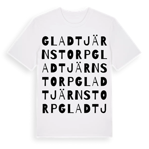 Gladtjärnstorp ordlek t-shirt – ekologisk bomull t-shirt från Pinshirt