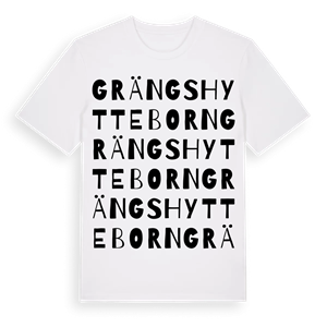 Grängshytteborn ordlek t-shirt – ekologisk bomull t-shirt från Pinshirt