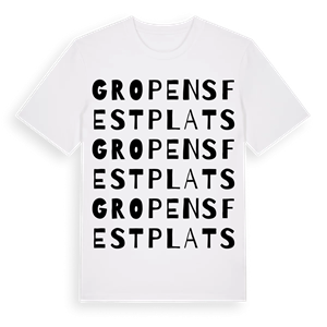 Gropens Festplats ordlek t-shirt – ekologisk bomull t-shirt från Pinshirt