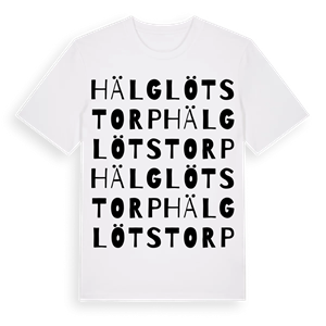 Hälglötstorp ordlek t-shirt – ekologisk bomull t-shirt från Pinshirt