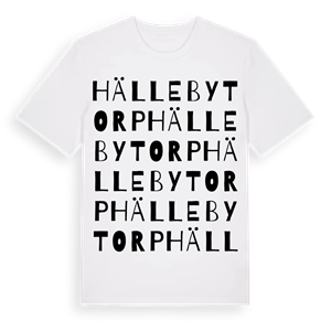 Hällebytorp ordlek t-shirt – ekologisk bomull t-shirt från Pinshirt