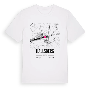 Hallsberg karta t-shirt – ekologisk bomull t-shirt från Pinshirt