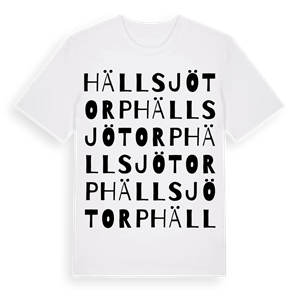 Hällsjötorp ordlek t-shirt – ekologisk bomull t-shirt från Pinshirt