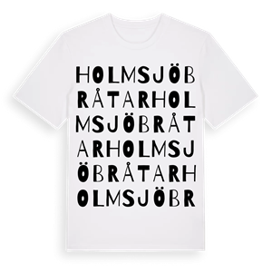 Holmsjöbråtar ordlek t-shirt – ekologisk bomull t-shirt från Pinshirt