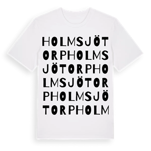 Holmsjötorp ordlek t-shirt – ekologisk bomull t-shirt från Pinshirt