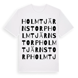 Holmtjärnstorp ordlek t-shirt – ekologisk bomull t-shirt från Pinshirt