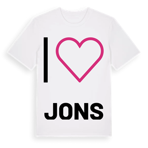 Jag älskar Jons t-shirt stort tryck – ekologisk bomull t-shirt från Pinshirt