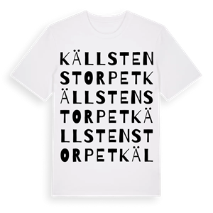 Källstenstorpet ordlek t-shirt – ekologisk bomull t-shirt från Pinshirt