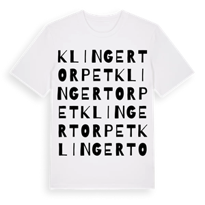 Klingertorpet ordlek t-shirt – ekologisk bomull t-shirt från Pinshirt