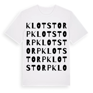 Klotstorp ordlek t-shirt – ekologisk bomull t-shirt från Pinshirt
