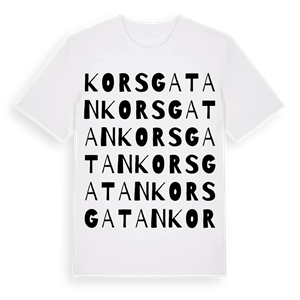 Korsgatan ordlek t-shirt – ekologisk bomull t-shirt från Pinshirt