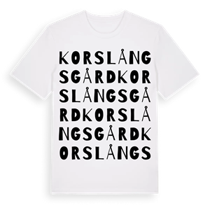 Korslångsgård ordlek t-shirt – ekologisk bomull t-shirt från Pinshirt