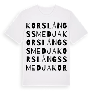 Korslångssmedja ordlek t-shirt – ekologisk bomull t-shirt från Pinshirt