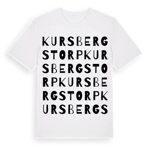 Kursbergstorp ordlek t-shirt – ekologisk bomull t-shirt från Pinshirt