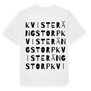Kvisterängstorp ordlek t-shirt – ekologisk bomull t-shirt från Pinshirt