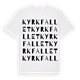 White t-shirt med Kyrkfallet ordlek t-shirt