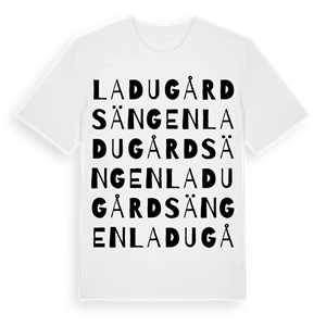 Ladugårdsängen ordlek t-shirt – ekologisk bomull t-shirt från Pinshirt