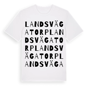 Landsvägatorp ordlek t-shirt – ekologisk bomull t-shirt från Pinshirt