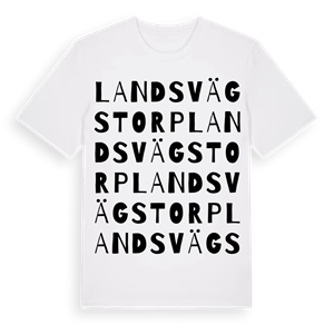 Landsvägstorp ordlek t-shirt – ekologisk bomull t-shirt från Pinshirt