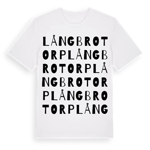 Långbrotorp ordlek t-shirt – ekologisk bomull t-shirt från Pinshirt