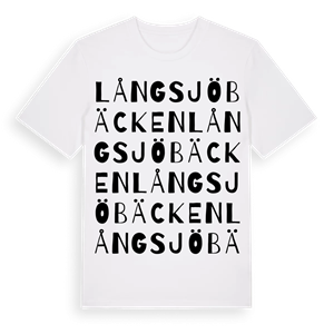 Långsjöbäcken ordlek t-shirt – ekologisk bomull t-shirt från Pinshirt