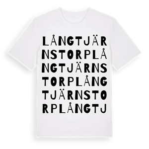 Långtjärnstorp ordlek t-shirt – ekologisk bomull t-shirt från Pinshirt