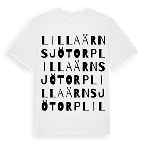 Lilla Ärnsjötorp ordlek t-shirt – ekologisk bomull t-shirt från Pinshirt