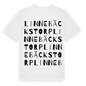 Linnebäckstorp ordlek t-shirt – ekologisk bomull t-shirt från Pinshirt