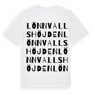 Lönnvallshöjden ordlek t-shirt – ekologisk bomull t-shirt från Pinshirt