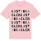 Pink Cotton t-shirt med Lustigbacken ordlek t-shirt