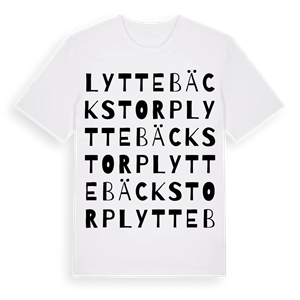 Lyttebäckstorp ordlek t-shirt – ekologisk bomull t-shirt från Pinshirt