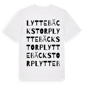 Lyttebäckstorp ordlek t-shirt – ekologisk bomull t-shirt från Pinshirt