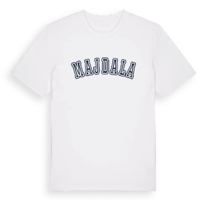 Majdala college t-shirt – ekologisk bomull t-shirt från Pinshirt