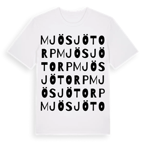 Mjösjötorp ordlek t-shirt – ekologisk bomull t-shirt från Pinshirt