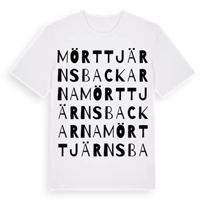 Mörttjärnsbackarna ordlek t-shirt – ekologisk bomull t-shirt från Pinshirt