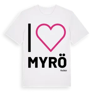 Jag älskar Myrö t-shirt stort tryck – ekologisk bomull t-shirt från Pinshirt